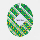 De Braziliaanse vlag met Jouw naam Metalen Ornament (Achterkant)