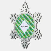 De Braziliaanse vlag met Jouw naam Tin Sneeuwvlok Ornament (Rechts)