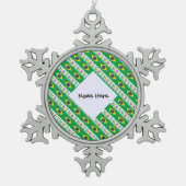 De Braziliaanse vlag met Jouw naam Tin Sneeuwvlok Ornament (Voorkant)