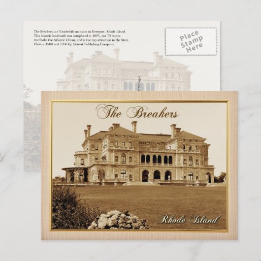De Breakers Mansion in Newport, Rhode Island Briefkaart (Voorkant / Achterkant)