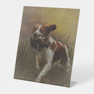De Bretagne spaniel Ceramic Tile Beverage Coas Reclamebord Met Voetstuk