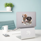 De Bretagne Spaniels, Frans Bretagne, Vogelhond, Sticker (Laptop op bureau)
