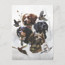 De Bretagne Spaniels, vogeljacht seizoen Feestdagenkaart