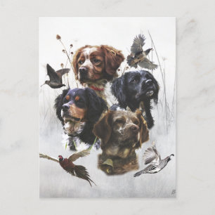De Bretagne Spaniels, vogeljacht seizoen Feestdagenkaart