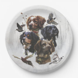 De Bretagne Spaniels, vogeljacht seizoen Papieren Bordje