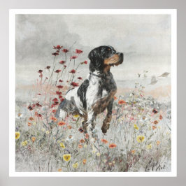 De Bretagne Spaniels, vogeljacht seizoen Poster