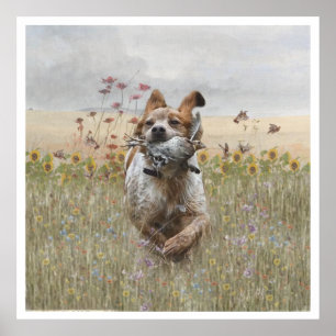 De Bretagne Spaniels, vogeljacht seizoen Poster