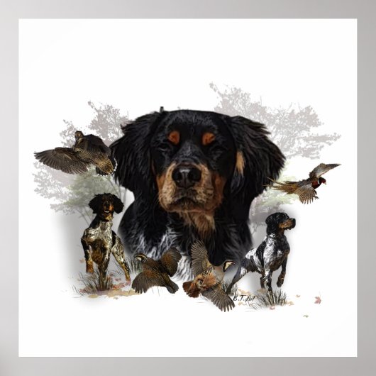 De Bretagne Spaniels, vogeljacht seizoen Poster (Voorkant)