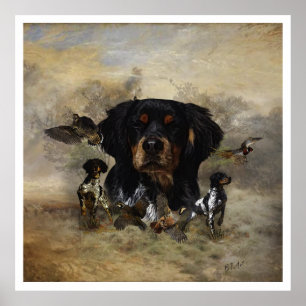 De Bretagne Spaniels, vogeljacht seizoen Poster