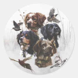 De Bretagne Spaniels, vogeljacht seizoen Ronde Sticker