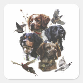 De Bretagne Spaniels, vogeljacht seizoen Vierkante Sticker