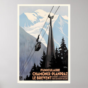 De Brevent-kabelbaan Chamonix Mont-Blanc Frankrijk Poster