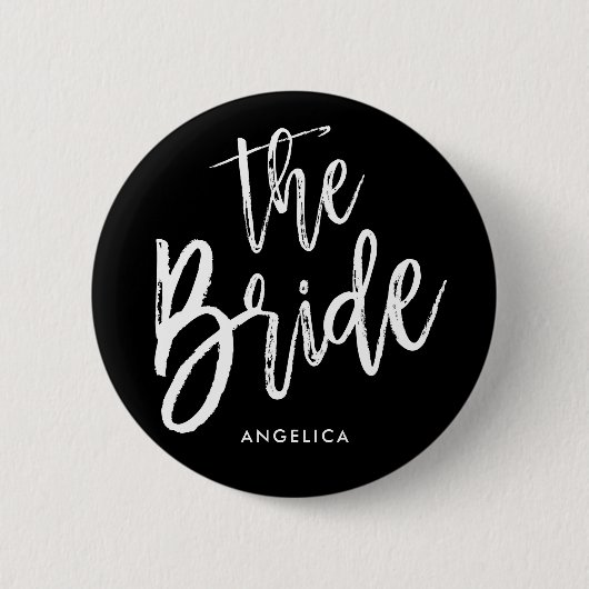 De bride | Aangepaste bruiloft in Script-stijl Ronde Button 5,7 Cm (Voorkant)