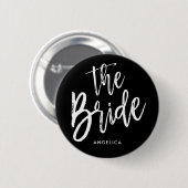 De bride | Aangepaste bruiloft in Script-stijl Ronde Button 5,7 Cm (Voorkant /achterkant)