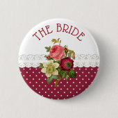 De Bride Burgundy Rozen Wedding Button (Voorkant)