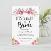 De Bride Floral Bridal Shower-uitnodiging Kaart (Staand voorkant)