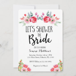 De Bride Floral Bridal Shower-uitnodiging Kaart