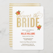 De Bride Glitter & Floral Shower Invitatio Kaart (Voorkant / Achterkant)