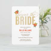 De Bride Glitter & Floral Shower Invitatio Kaart (Staand voorkant)