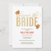 De Bride Glitter & Floral Shower Invitatio Kaart (Voorkant)