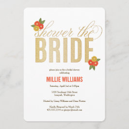 De Bride Glitter & Floral Shower Invitatio Kaart