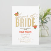 De Bride Glitter & Floral Shower Invitatio Kaart (Staand voorkant)