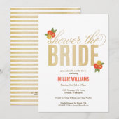 De Bride Glitter & Floral Shower Invitatio Kaart (Voorkant / Achterkant)