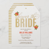 De Bride Glitter & Floral Shower Invitatio Kaart (Voorkant / Achterkant)