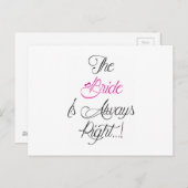 De Bride is altijd juist verloving cadeau Briefkaart (Voorkant / Achterkant)