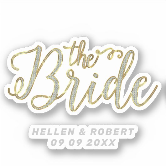 De Bride moderne typografie Silver & Gold Sticker (Voorkant)