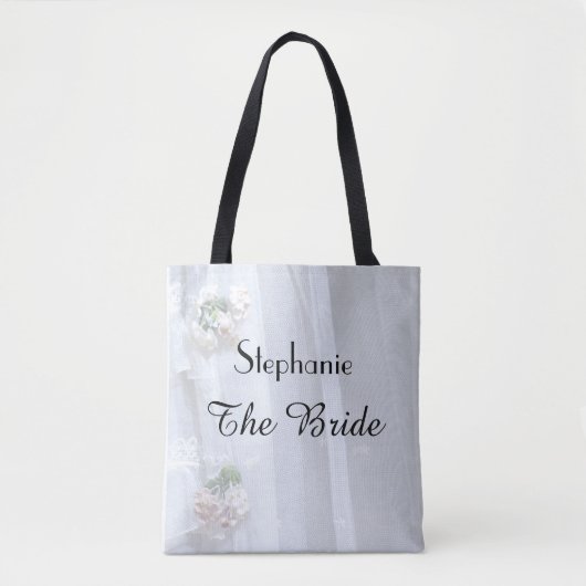 De Bride Personalized Faux  Lace Name Tote Bag (Voorkant)