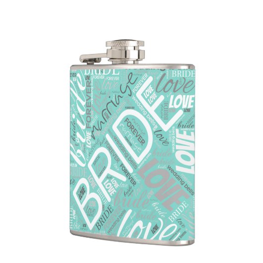 De Bride Word Cloud White ID253 Heupfles (Links)