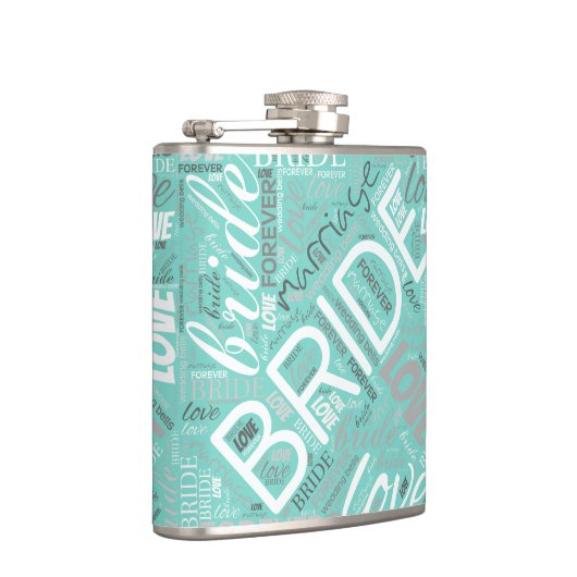 De Bride Word Cloud White ID253 Heupfles (Rechts)