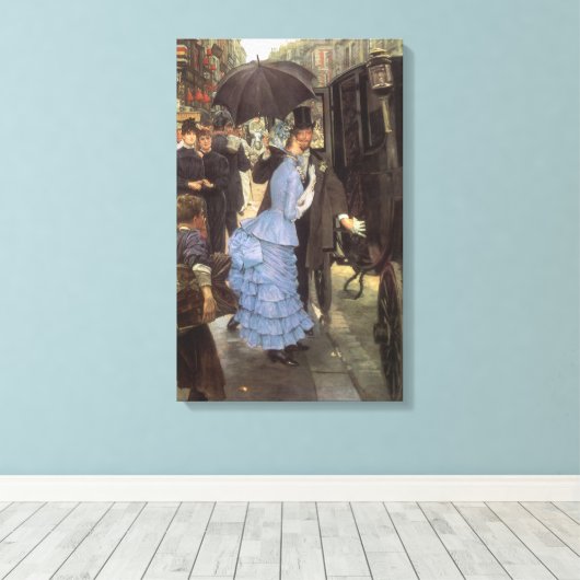 De Bridesmaid (alias de reiziger) van James Tissot Canvas Afdruk (Insitu (Houten vloer))