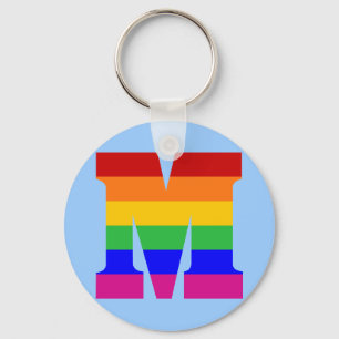 De Brief M van de regenboog Sleutelhanger