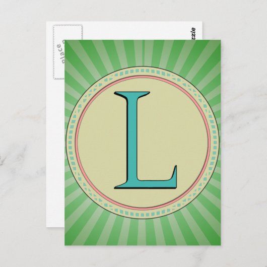 DE BRIEF VAN HET L- MONOGRAM BRIEFKAART (Voorkant / Achterkant)