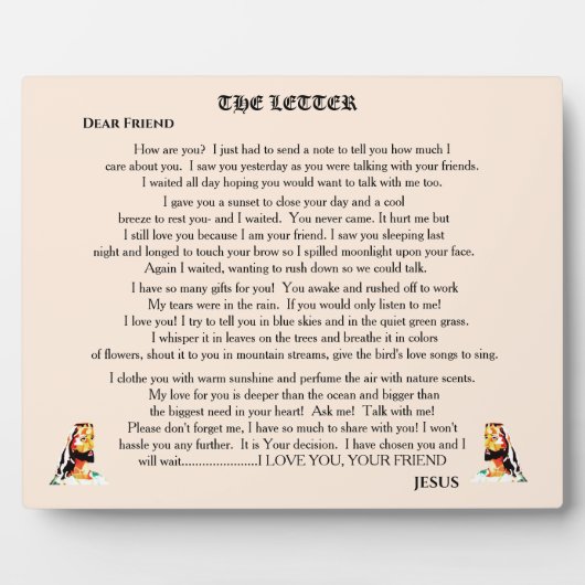 DE BRIEF VAN JESUS FOTOPLAAT (Voorkant)