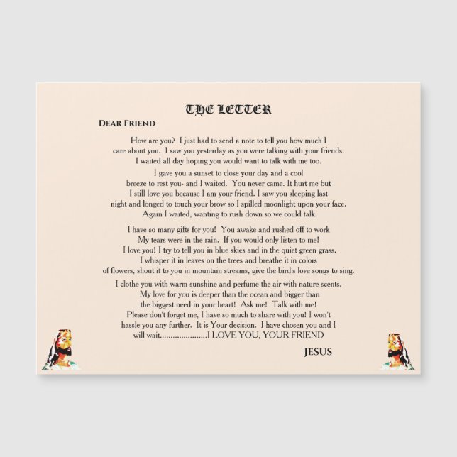 DE BRIEF VAN JESUS magnet (Voorkant)