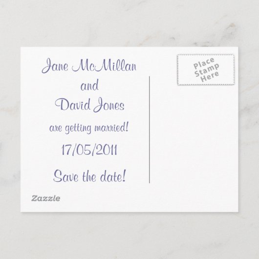 De Briefkaarten Datum opslaan in Lila (Achterkant)