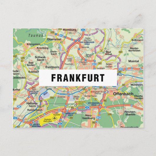 De BRIEFKAARTEN ♥ Frankfurt van de KAART (Voorkant)