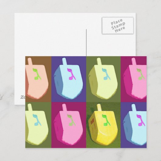 De Briefkaarten van de Chanoeka van Dreidel van de (Voorkant / Achterkant)