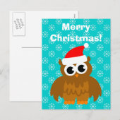 De briefkaarten van de de uilcartoon van Kerstmis (Voorkant / Achterkant)