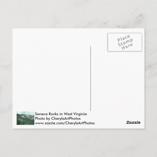 De Briefkaarten van de Foto van Seneca Rocks West (Achterkant)