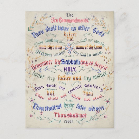 De briefkaarten van de Tien geboden (Voorkant)