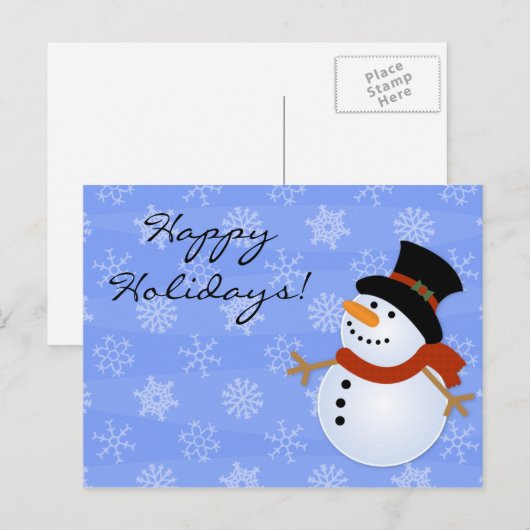 De Briefkaarten van Kerstmis van de Sneeuwman van (Voorkant / Achterkant)