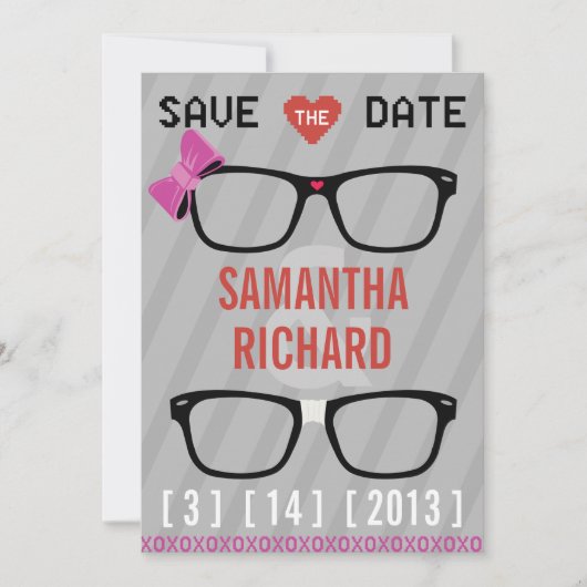 De bril van de geek & het Hart Bieden sparen de Da Save The Date (Voorkant)