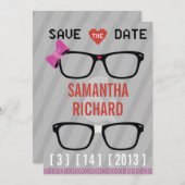 De bril van de geek & het Hart Bieden sparen de Da Save The Date (Voorkant / Achterkant)