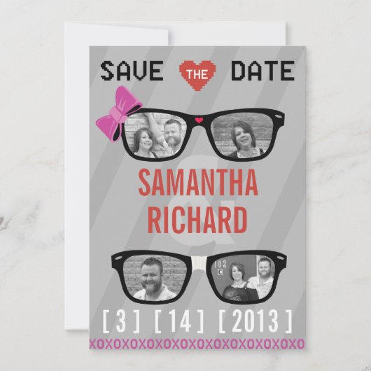 De bril van de geek & het Hart Bieden sparen de Da Save The Date (Voorkant)