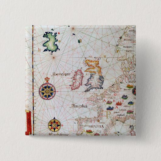 De Britse eilanden, Iberia en Noordwest-Afrika Vierkante Button 5,1 Cm (Voorkant)