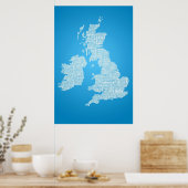 De Britse eilanden zijn het woord Poster (Keuken)